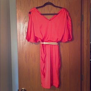 Belted cold-shoulder dress